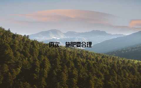 再次, 施肥要合理